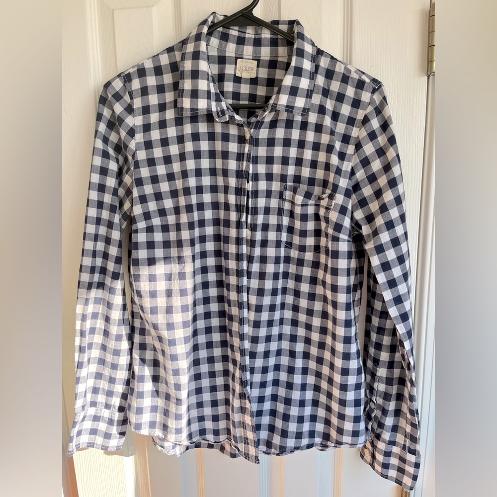 J.Crew Perfect Shirt button down, navy gingham